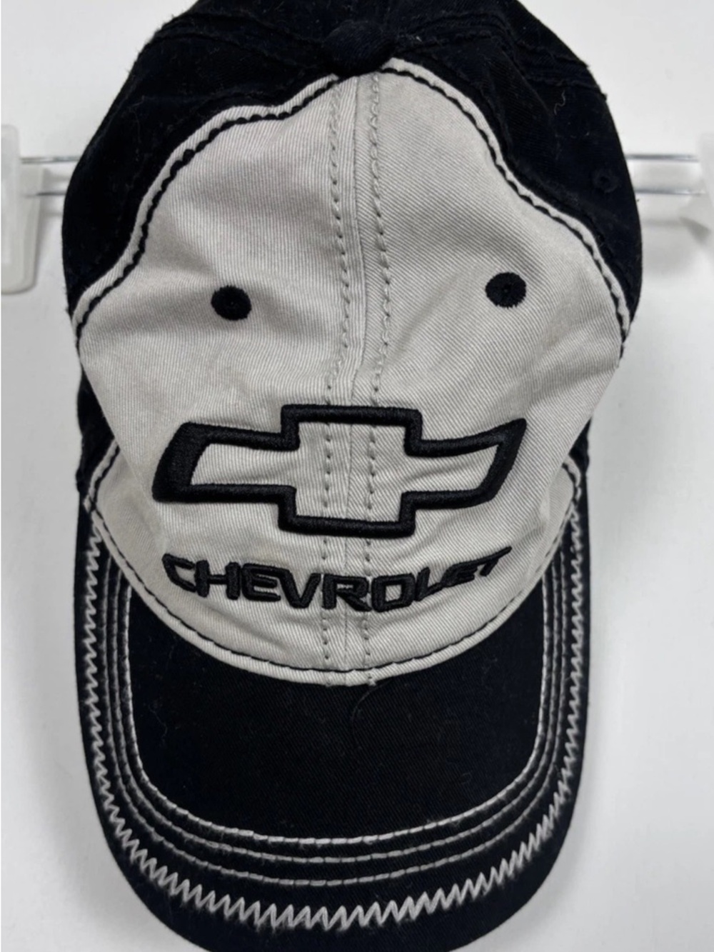 Chevrolet Bowtie Logo Hat Black White Adjustable Strap Dad Cap Trucker